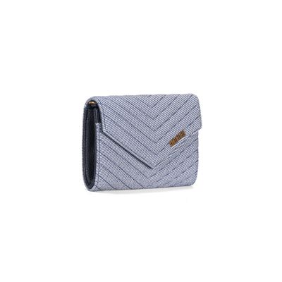 Bolsa Carteira Pequena Canvas Azul Alça Transversal