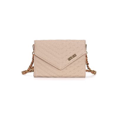 Bolsa Carteira Pequena Canvas Bege Alça Transversal