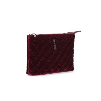 Bolsa Pequena Veludo Vermelho Merlot Alça Transversal