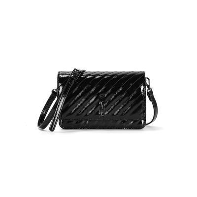 Bolsa Pequena Glossy Preto Alça Transversal