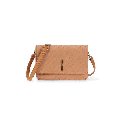 Bolsa Pequena Camurça Marrom Safari Alça Transversal