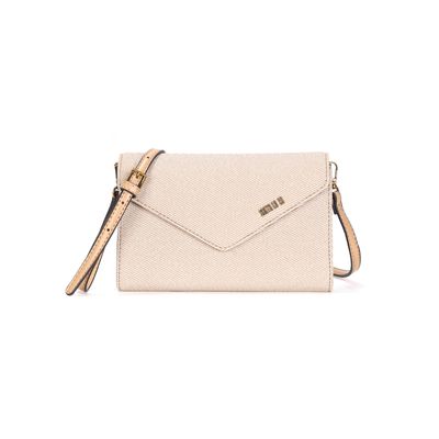 Bolsa Envelope Canvas Bege Alça Transversal