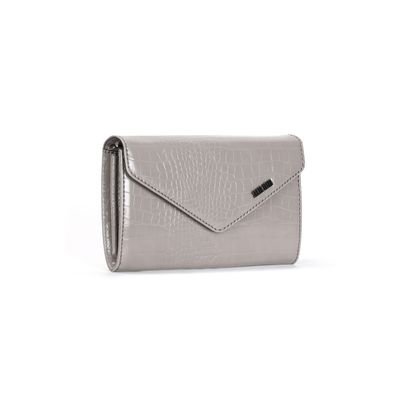 Bolsa Envelope Croco Cinza Alça Transversal