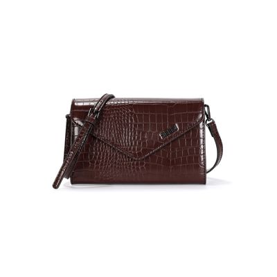 Bolsa Envelope Croco Marrom Alça Transversal
