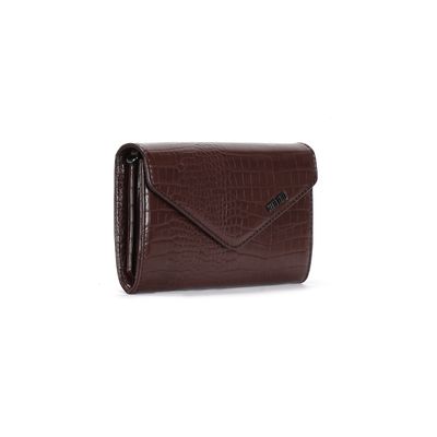 Bolsa Envelope Croco Marrom Alça Transversal