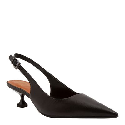 Scarpin Couro Pelica Soft Preto Bico Fino