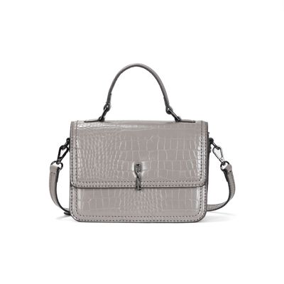 Bolsa Croco Cinza Alça Transversal