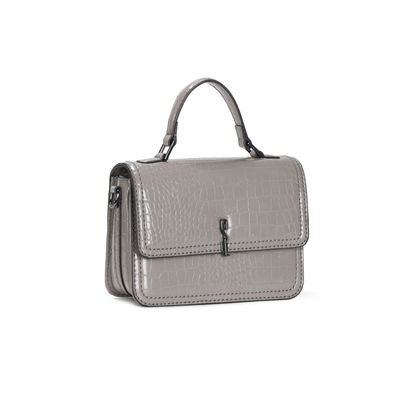 Bolsa Croco Cinza Alça Transversal