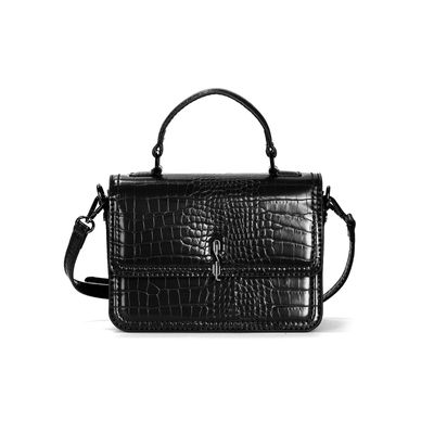 Bolsa Croco Preta Alça Transversal