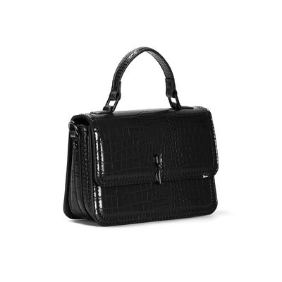 Bolsa Croco Preta Alça Transversal
