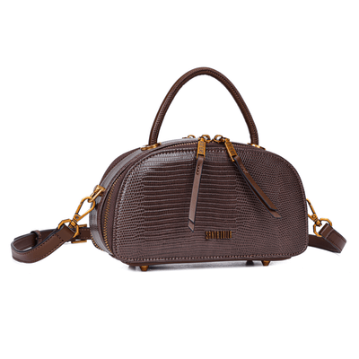 Bolsa Baú Lizard Marrom Duas Alças