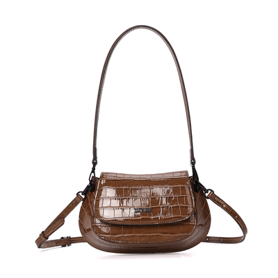 Bolsa Croco Marrom Alça De Ombro