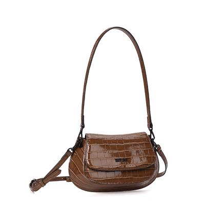 Bolsa Croco Marrom Alça De Ombro