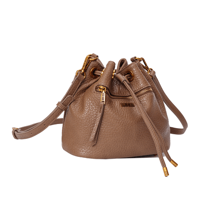 Bolsa Bucket Floater Marrom Claro Alça Transversal
