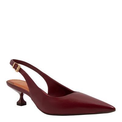 Scarpin Couro Pelica Soft Vermelho Merlot Bico Fino