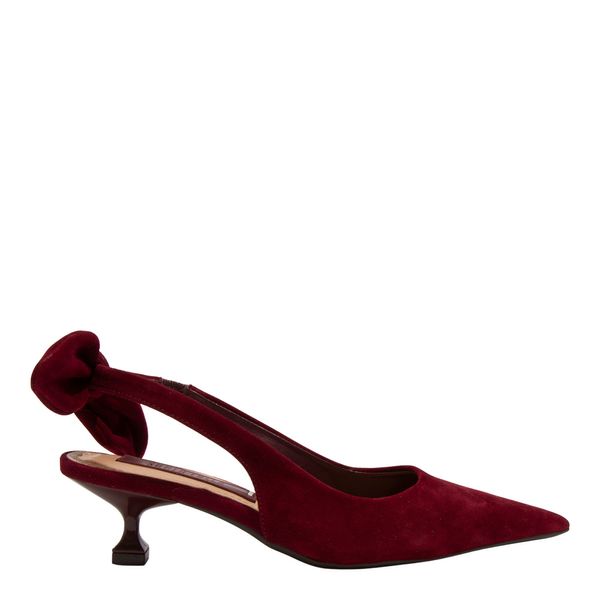 Scarpin Couro Camurça Premium Vermelho Merlot Bico Fino