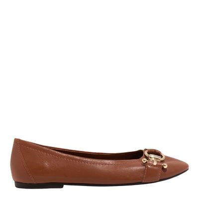 Sapatilha Couro Nobre Soft Marrom Safari Bico Redondo