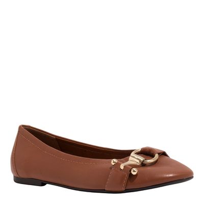 Sapatilha Couro Nobre Soft Marrom Safari Bico Redondo