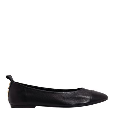 Sapatilha Couro Nobre Soft Preto Bico Redondo