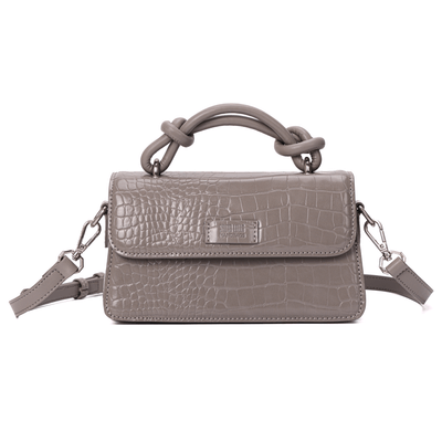 Bolsa Pequena Croco Cinza Duas Alças