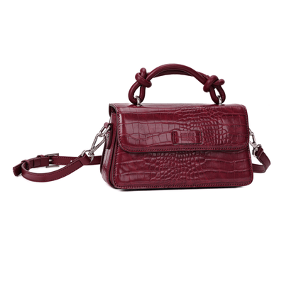 Bolsa Pequena Croco Vermelho Merlot Duas Alças