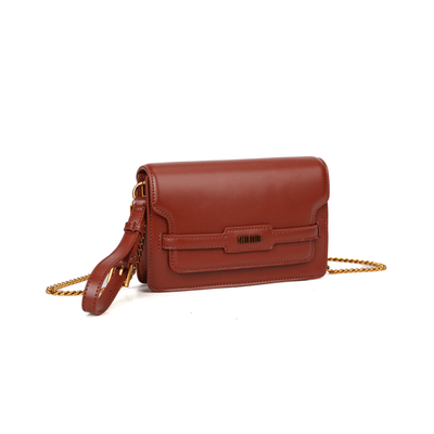 Bolsa  Pequena Material Soft Marrom Alça Transversal