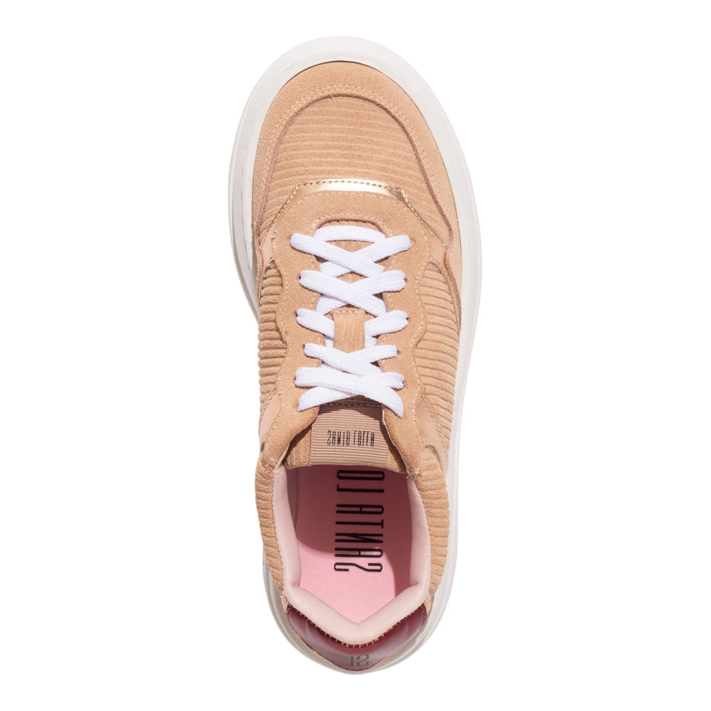 Tênis Flatform Couro Camurça Recortes Rose - Santa Lolla
