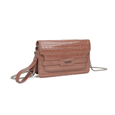 Bolsa Pequena Material Croco Rose Alça Transversal