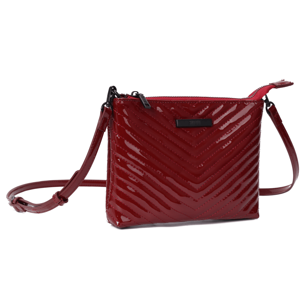 Bolsa Clutch Verniz Vermelho Merlot Alça Transversal - Santa Lolla