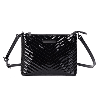 Bolsa Clutch Verniz Preta Alça Transversal