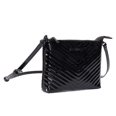 Bolsa Clutch Verniz Preta Alça Transversal