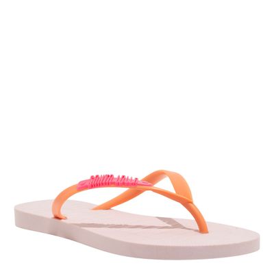 Chinelo Flip Flop Injetado Borracha Rosa E Laranja