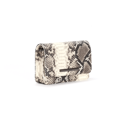 Bolsa Pequena Animal Print Estampa Cobra Bege Alça Transversal