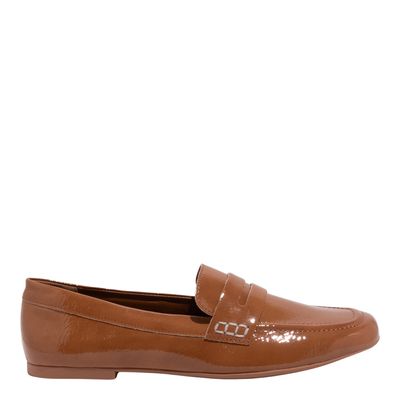 Mocassim Verniz Show Caramelo Bico Quadrado