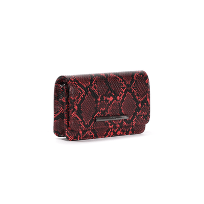 Bolsa Pequena Animal Print Estampa Cobra Vermelha Alça Transversal