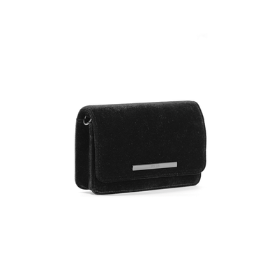 Bolsa Pequena Veludo Preta Alça Transversal