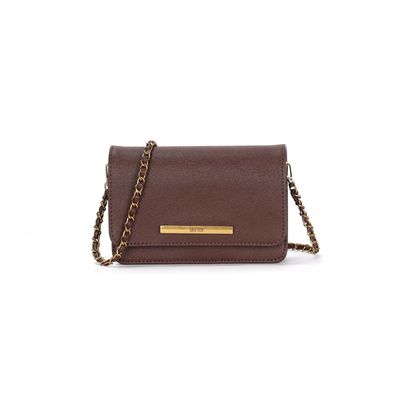 Bolsa Pequena Risco Marrom Alça Transversal
