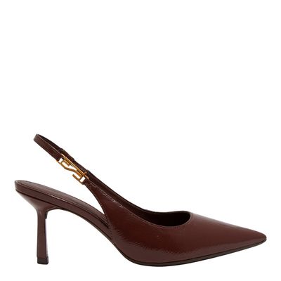 Scarpin Slingback Verniz Marrom Dark Cocoa Salto Médio