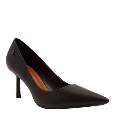 Scarpin Couro Pelica Soft Preto Salto Fino