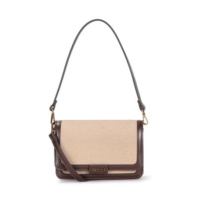 Bolsa Pequena Canvas Marrom Alça De Ombro