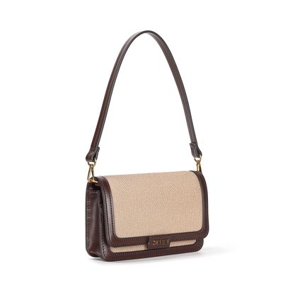 Bolsa Pequena Canvas Marrom Alça De Ombro