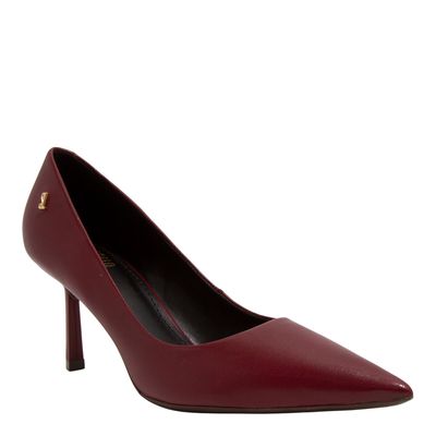 Scarpin Couro Pelica Soft Vermelho Merlot Salto Fino