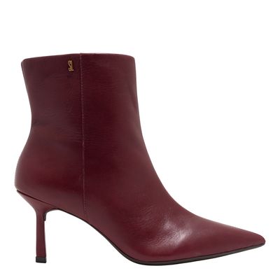 Bota Cano Curto Couro Nobre Boots Vermelho Merlot