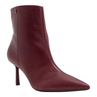 Bota Cano Curto Couro Nobre Boots Vermelho Merlot