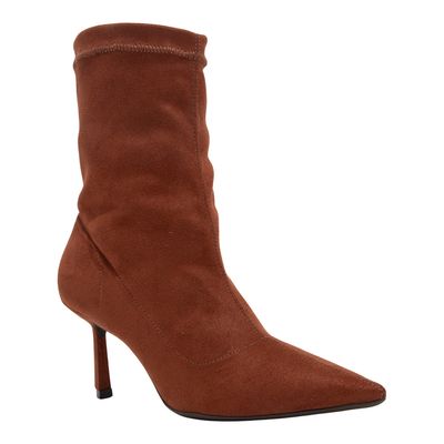 Bota Cano Médio Camurça Stretch Marrom