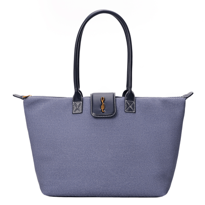 Bolsa Shopper Canvas Azul Alça De Ombro