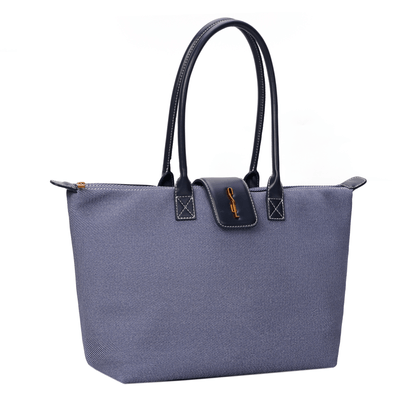 Bolsa Shopper Canvas Azul Alça De Ombro