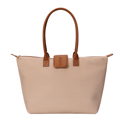 Bolsa Shopper Canvas Bege Alça De Ombro