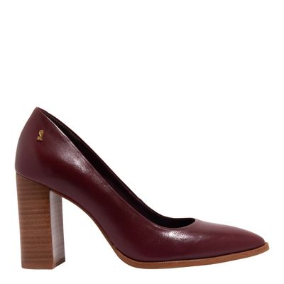 Scarpin Couro Nobre Soft Vermelho Merlot Bico Fino