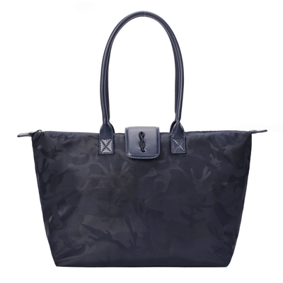 Bolsa Shopper Canvas Azul Dark Alça De Ombro
